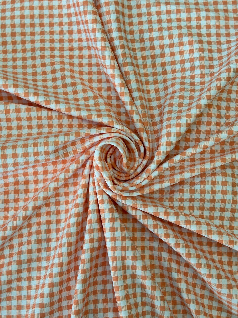 1 Yard Orange Gingha Print Spandex Fabric for Swimwear and Leggings 58/60 Inches Wide